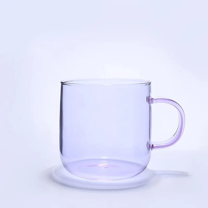 350Ml Glass Cup Round Shape Transparent Cups Drink Mug Coffee Tea Juice Cup With Handle For Home And Bar Borosilicate Glass Mugs