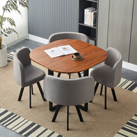 Ensemble de table et de 4 chaises de salle à manger rondes en bois MDF, meubles de salle à manger pour petite maison moderne, gain de place