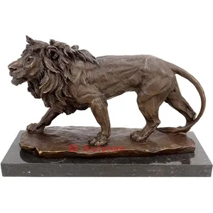 Huge custom metal casting bronze walking lion statue home decor crafts sculpture