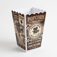 Seau à popcorn carré en plastique réutilisable personnalisé, contenants à popcorn en plastique pour soirée cinéma