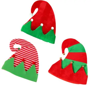Jingle Bells Xmas Vakantie Feest Kostuum Gunsten Geschenken 3Pack Kerst Elf Vilt Hoed Voor Familie Vakantie/Feest Decoraties