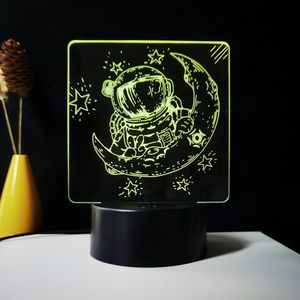 Đèn ngủ 3D hiện đại bằng acrylic, đèn LED nhiều màu sắc, dành cho phòng thiếu niên, hình phi hành gia trên mặt trăng - Product Image 5