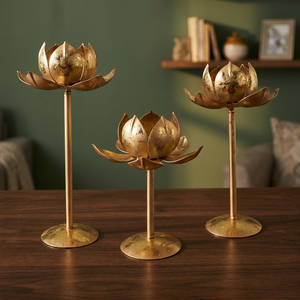 Soporte de luz de té de loto elegante elegancia parpadeante soporte de luz de té artesanal de ambiente sereno - Product Image 5