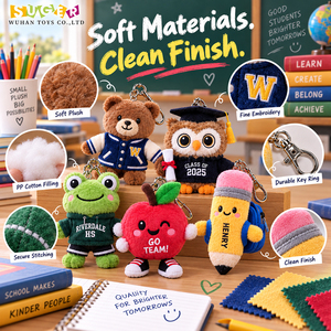 Porte-clés en peluche personnalisés tendance pour les écoles, breloques <span class=keywords><strong>de</strong></span> sac mignonnes en forme <span class=keywords><strong>de</strong></span> mascotte avec broderie pour les remises <span class=keywords><strong>de</strong></span> diplômes et les cadeaux pour les anciens étudiants - Product Image 3