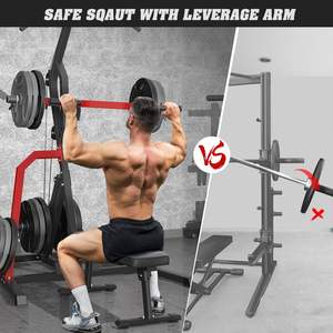 Rack <span class=keywords><strong>de</strong></span> musculation pliable, système <span class=keywords><strong>de</strong></span> squat et <span class=keywords><strong>de</strong></span> rameur LAT à levier, station d'entraînement à domicile, rapport 2:1 (sans disques <span class=keywords><strong>de</strong></span> poids) personnalisable - Product Image 6