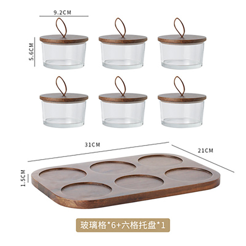 Glass fruit plates * 6 [with lid] Six-compartment tray