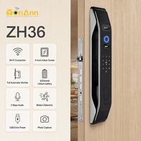 Kunci Pintu Pintar WiFi Aluminium Harga Pabrik dengan Sidik Jari, Interkom Wajah 3D untuk Kayu/Baja/Aluminium, Pilihan Penyimpanan Data Cloud