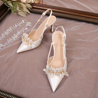 S0448Y Bao Toutou Sandales pour femmes sans vide Venez à la carte Sandales à la mode simples Satin Talons hauts pointus