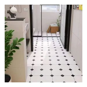 Azulejos de Porcelana Mate Vitrificados Antideslizantes y Resistentes al Ácido, Diseño Moderno Francés, 300x300 400x400, con Diseño de Flores y Plantas - Product Image 1
