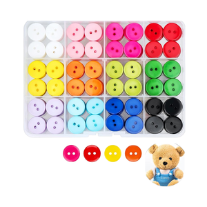 Hỗn hợp 300-pcs 12-màu nhựa may thủ công nút 15mm 2 lỗ lưu trữ hộp cho may đan nghệ thuật thủ công DIY vật liệu nhựa - Product Image 1