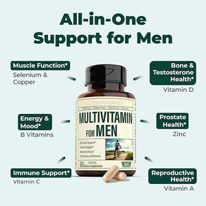 Capsules multivitaminées et minérales pour hommes, complément alimentaire pour la santé masculine, marque privée, non destiné aux femmes enceintes, multivitamines pour hommes - Product Image 2