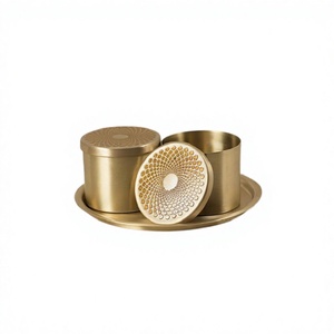 Plateau à noix en laiton doré fait main avec plateau, taille personnalisée, forme ronde, plateau à bonbons par Home Arts - Product Image 1