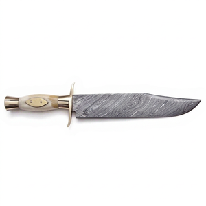 Outil artisanal de collection en acier à motifs, avec manche en os et laiton, pour présentoir de direction - Product Image 1