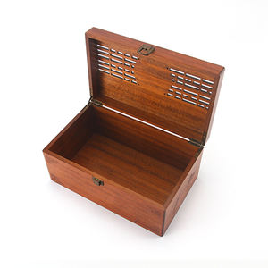 Boîte de rangement creuse en bois Vintage noyer délicat avec serrure gravée au laser organisateur bijoux - Product Image 4