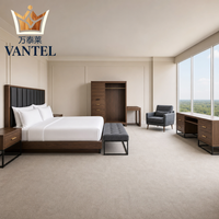 Modernes Hotel-Schlafzimmer-Möbelset: Maßgefertigtes Bett, Kleiderschrank, Nachttisch, TV-Möbel, Bank und Loungesessel für Gästezimmerprojekte