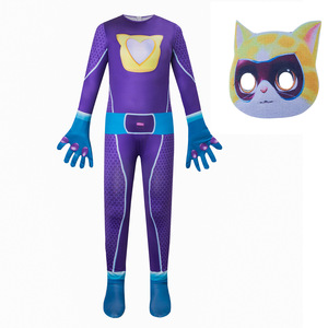 Disfraz de Gatitos para Niños, Mono con Patrón de Cuadros Rosa, Morado, Azul y Naranja, Unisex, para Halloween, Cosplay y Actuaciones - Product Image 4