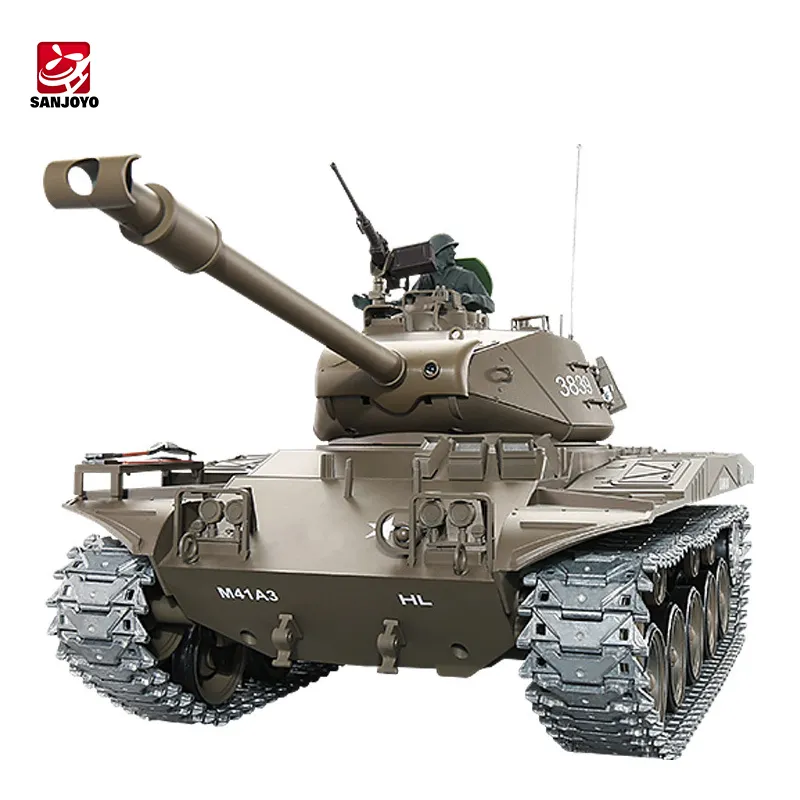 SJY-3839 आर सी युद्धक टैंक यू. एस. M41A3 वॉकर बुलडॉग परम धातु संस्करण धुआं ध्वनि धातु गियर और पटरियों
