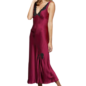 Robe de nuit en Satin de soie pour femmes, haut ouvert, dos nu, col en V, longue, <span class=keywords><strong>Sexy</strong></span>, robe de nuit, pyjamas, nouvelle collection - Product Image 5