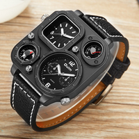 Oulm nouvelle arrivée montre homme Unique de luxe grande taille cadran carré boussole décoration Quartz horloge Antique montres homme