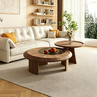 Ensemble de tables basses rondes en bois, style moderne minimaliste, meubles de salon pour la maison, verre italien, design vintage unique, dernier cri