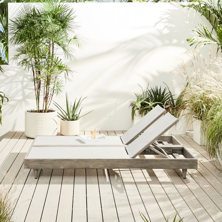 Pool patio sunbed garden set teak furniture outdoor chaise double lounger