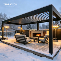 Kit de support de pergola en aluminium avec certification CE, LED, résistant au vent, 3m x 3m/4m x 4m pour installation extérieure DIY