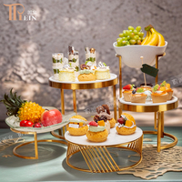Luxuriöser Edelstahl- und Holz-Buffetständer für Restaurants, Kuchen-Display, Salat- und Speisenständer, Dessertschale