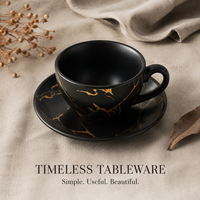 Ensemble tasse et soucoupe à latte en céramique texturée motif pierre pour présentation professionnelle du café, commandes de couleurs personnalisées, achats en gros