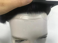 Prothèse capillaire pour homme en cheveux humains naturels, ultra-fine 0,02 mm, base PU, nœuds invisibles, densité extra-légère, sans couture, boucle en V naturelle