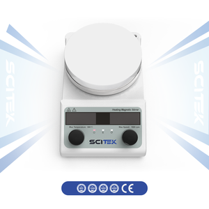 เครื่องกวนสารแม่เหล็กแบบแผ่นร้อน SCITEK มอเตอร์ไร้แปรงถ่าน DC 100-2000 รอบต่อนาที แผ่นทำความร้อนเคลือบเซรามิกขนาด 7 นิ้ว เซ็นเซอร์ PT1000 คู่ สำหรับห้อง<span class=keywords><strong>ป</strong></span>ฏิบัติการ - Product Image 4