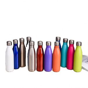 ขวดน้ำสแตนเลสเก็บความร้อนแบบขายส่ง รูปทรงโคลา เคลือบสีฝุ่น พิมพ์โลโก้ได้ตามสั่ง ดีไซน์สปอร์ตสำหรับการตั้งแคมป์ - Product Image 1