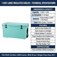 Glacière à roulettes rotomoulée en PE de 115 QT, grande capacité, imprimée sur mesure, pour canettes et aliments, usage extérieur – Vente en gros