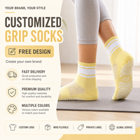 Chaussettes de yoga et de Pilates respirantes de haute qualité, personnalisables, en coton, pour femmes, mi-mollet, avec grip professionnel