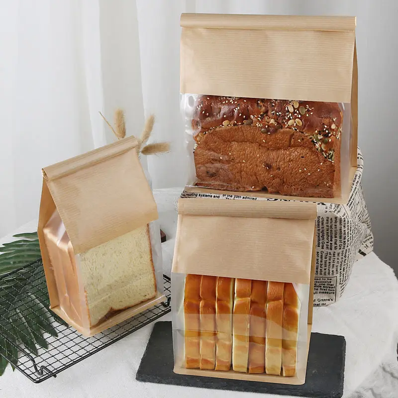 Food Grade Stand Up Pouch Transparent Window Plastic Packaging Bag For Toast Bread