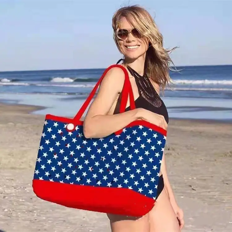 Factory Hot Selling Fashion Women's Beach Handbag Large Rubber Waterproof Summer Plastic Eva Travel Silicone Borg Beach Handbag