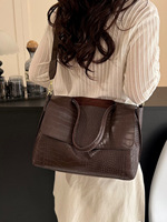 Sac fourre-tout grande capacité en cuir ciré rétro à motif alligator pour femme, avec deux sangles et fermeture éclair, idéal automne-printemps