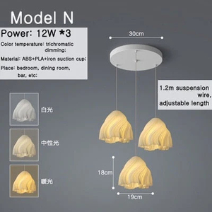 Lampe suspendue de plafond de fleur de LED imprimée par <span class=keywords><strong>3D</strong></span> nordique moderne lumière suspendue décorative minimaliste pour la vie diner la <span class=keywords><strong>cuisine</strong></span> AC - Product Image 2