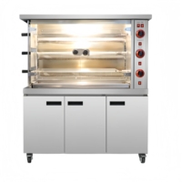 Four à rôtisserie à gaz commercial avec armoire de rangement, machine à griller rotative électrique en acier inoxydable pour restaurant