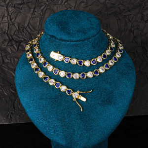 Collar de Cadena de Tenis para Mujer con Zirconia en Forma de Corazón y Diamantes de Zafiro, Chapado en Oro de 14K, Alta Calidad, Personalizado, Venta al por Mayor de Joyería CM - Product Image 6