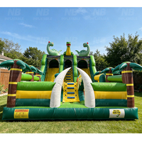 Toboggan aquatique gonflable commercial dinosaure, combo château gonflable et aire de jeux extérieure pour fêtes d'enfants et parcs d'attractions