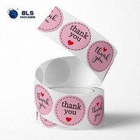 Autocollants de remerciement personnalisés en gros avec logo, étiquettes adhésives rondes roses pour l'emballage de petites entreprises, cadeaux et envois postaux