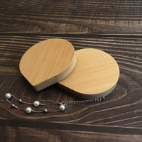 Miroir de Maquillage Compact HD à Main en Bois de Hêtre, Portable et Personnalisable, Petit Cadeau Beauté