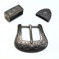 Accessoires de ceinture imprimés sur mesure, style rétro européen et américain, ensemble de trois pièces avec diamants, boucles à ardillon en alliage d'aluminium blanc