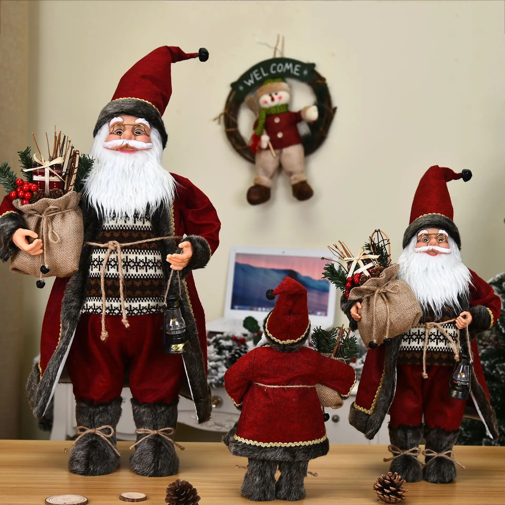 2023 Baru Seri Santa Claus Natal Jubah Kain Dekorasi Rumah Hadiah Ornamen Mainan