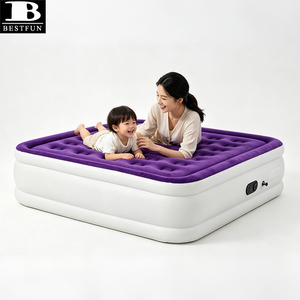 Matelas Gonflable Queen Size avec Pompe Intégrée, Dessus Floqué de 18 Pouces, Gonflage et Dégonflage Rapides, <span class=keywords><strong>Lit</strong></span> d'Invité Gonflable <span class=keywords><strong>pour</strong></span> la Maison - Product Image 1