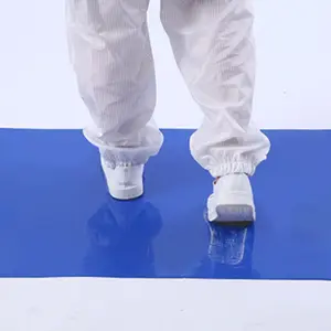 سجادة لاصقة للأحذية من غشاء PE أرزق أزرق قابلة للتقشير 30 طبقة إستخدام مرة واحدة لإزالة الغبار من على الأرضيات ومناسبة للاستخدام في غرف النظافة