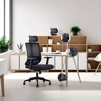 Chaise de bureau Boss, design moderne, dossier en tissu maillé, hauteur réglable, pivotante, chaise d'appoint avec finition pewter, noir anthracite