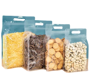 Pochette transparente octogonale en BOPP avec poignée et fermeture éclair, <span class=keywords><strong>emballage</strong></span> <span class=keywords><strong>alimentaire</strong></span> pratique pour le riz et autres produits scellés octogonaux - Product Image 1