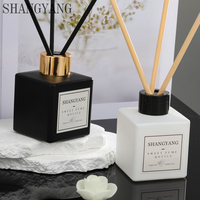 Diffuseur de parfum en verre carré noir mat et blanc de 50 ml, 100 ml, 150 ml, 200 ml, avec bouchon à vis, diffuseur d'arômes de haute qualité