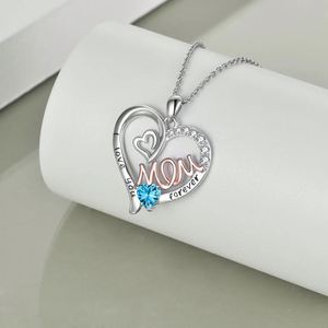 Collar con Colgante de Corazón con la Letra MOM en Plata de Ley S925 de Alta Calidad SPJ, Chapado en Rodio, con Circonita Cúbica 5A - Product Image 3